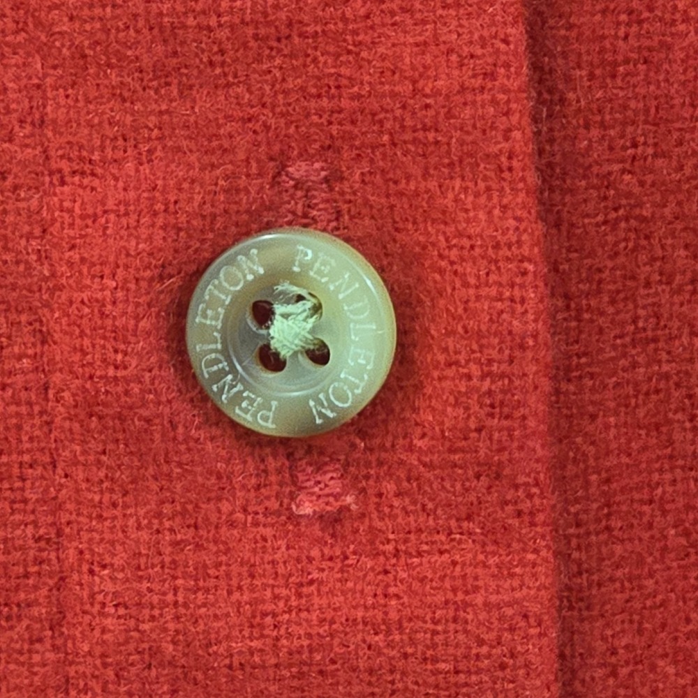 Pendleton Vintage Red 100% Virgin Wool Button Down Shirt Mens Large USA Fabric - Picture 6 of 8